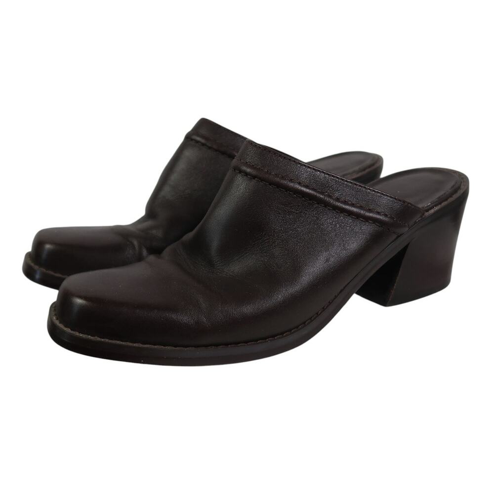 White Mountain Dark Brown Leather Mules Slip-on Booties 10